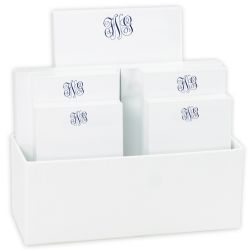 Delavan Monogram 7-Tablet Set - White with Linen holder