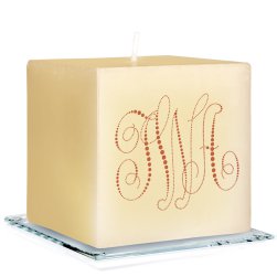 Pearl String Monogram Personalized Candle - Printed Raised Ink