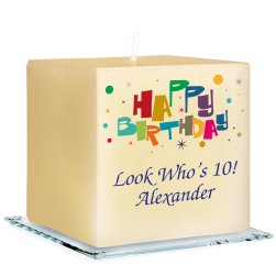 Happy Birthday Celebration Personalized Candle - Printed Raised Ink