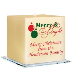 Merry and Bright Personalized Candle - Printed Raised Ink
