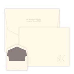Lower Right Stacked Monogram Card - Embossed