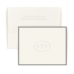 Circle Monogram Note with Border - Single Thick