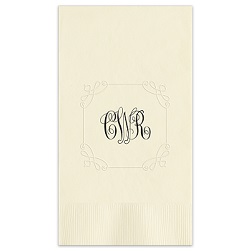 Camden Embossed-Frame Monogram Guest Towel - Foil-Pressed