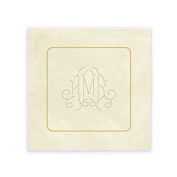 Camden Foil-Frame Monogram Napkin - Embossed