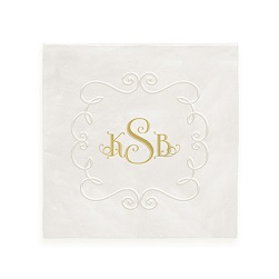 Camden Embossed-Frame Monogram Napkin - Foil-Pressed