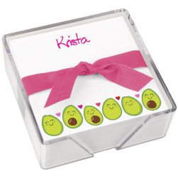 Avocado Family Memo Square - White with holder