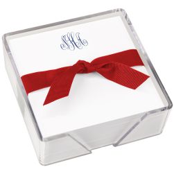 Delavan Monogram Memo Square - White with holder