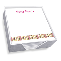 Kelly Stripes Memo Square - White with holder