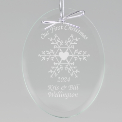 Our First Christmas Snowflake Keepsake Ornament - Oval