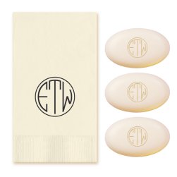 Terrace Monogram Personalized Soap Set of 3 Plus Guest Towels - Engraved