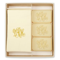 Classic Monogram Personalized Triple Milled French Soap Set of 3 Plus Guest Towe