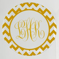 Bronson Chevron Monogram Glass Coaster - Printed Raised Ink