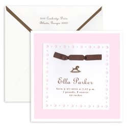 Pink Happy Horsie Announcement Cards Only No Envelopes