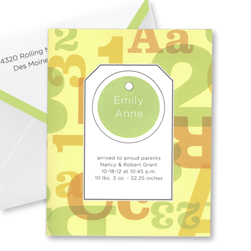 Alphabet Numbers Tiny Tag Thank You Notes