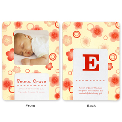 Sugar Blossom Photograph Announcement Cards